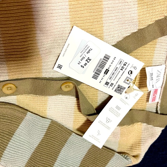 NWT Zara 18-24 months children’s button up beige striped cardigan. - Picture 4 of 6